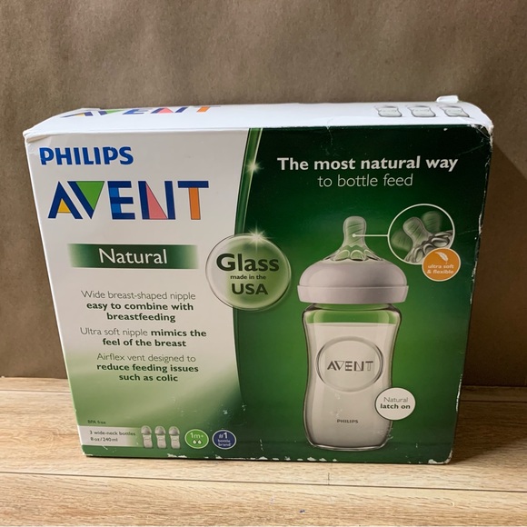 Philips Other Philips Avent Natural Latch Glass Bottle 3 Wide Neck 3 X 8oz Bottles Nipple